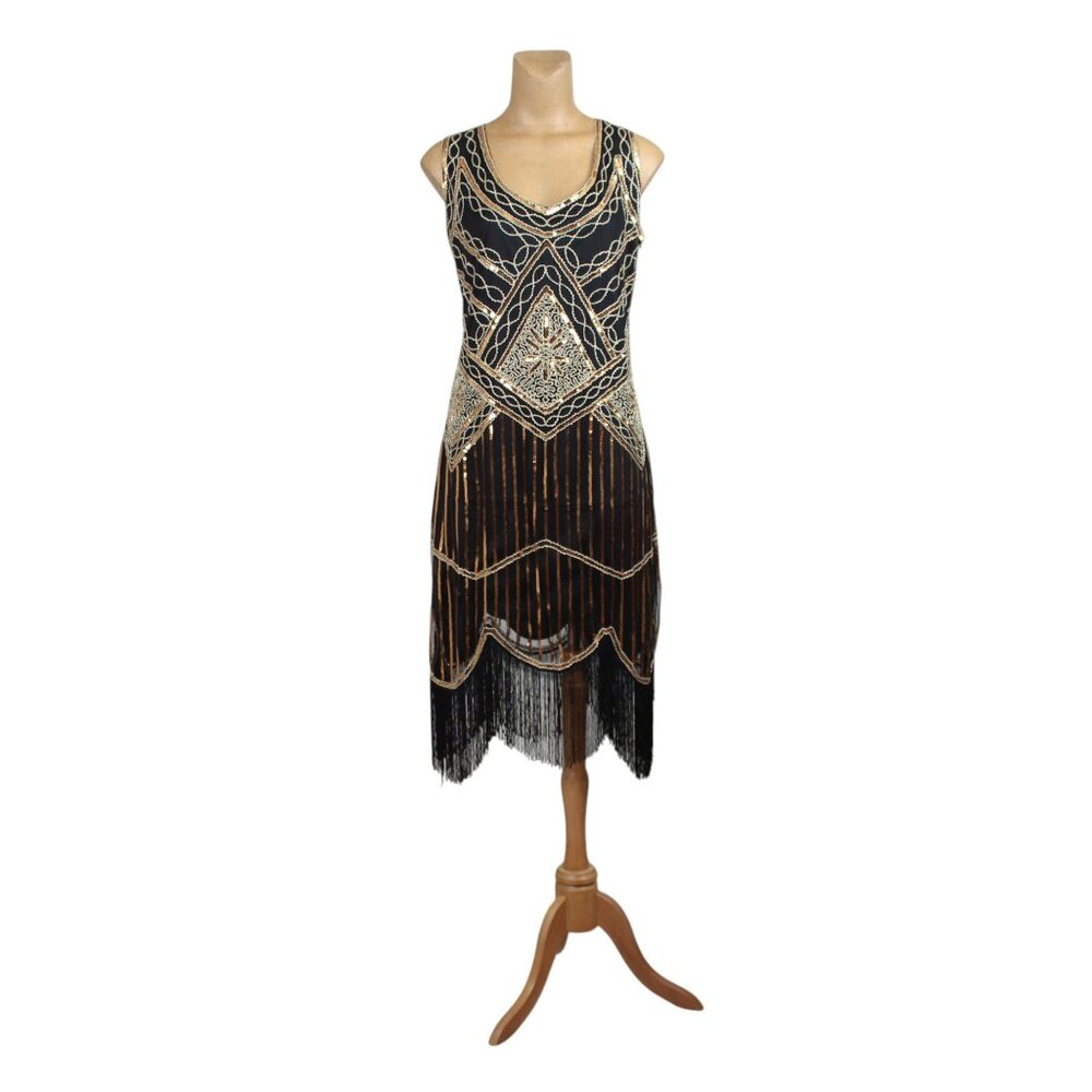 Uniq Sense Fringe Bead Sequin Flapper Dress